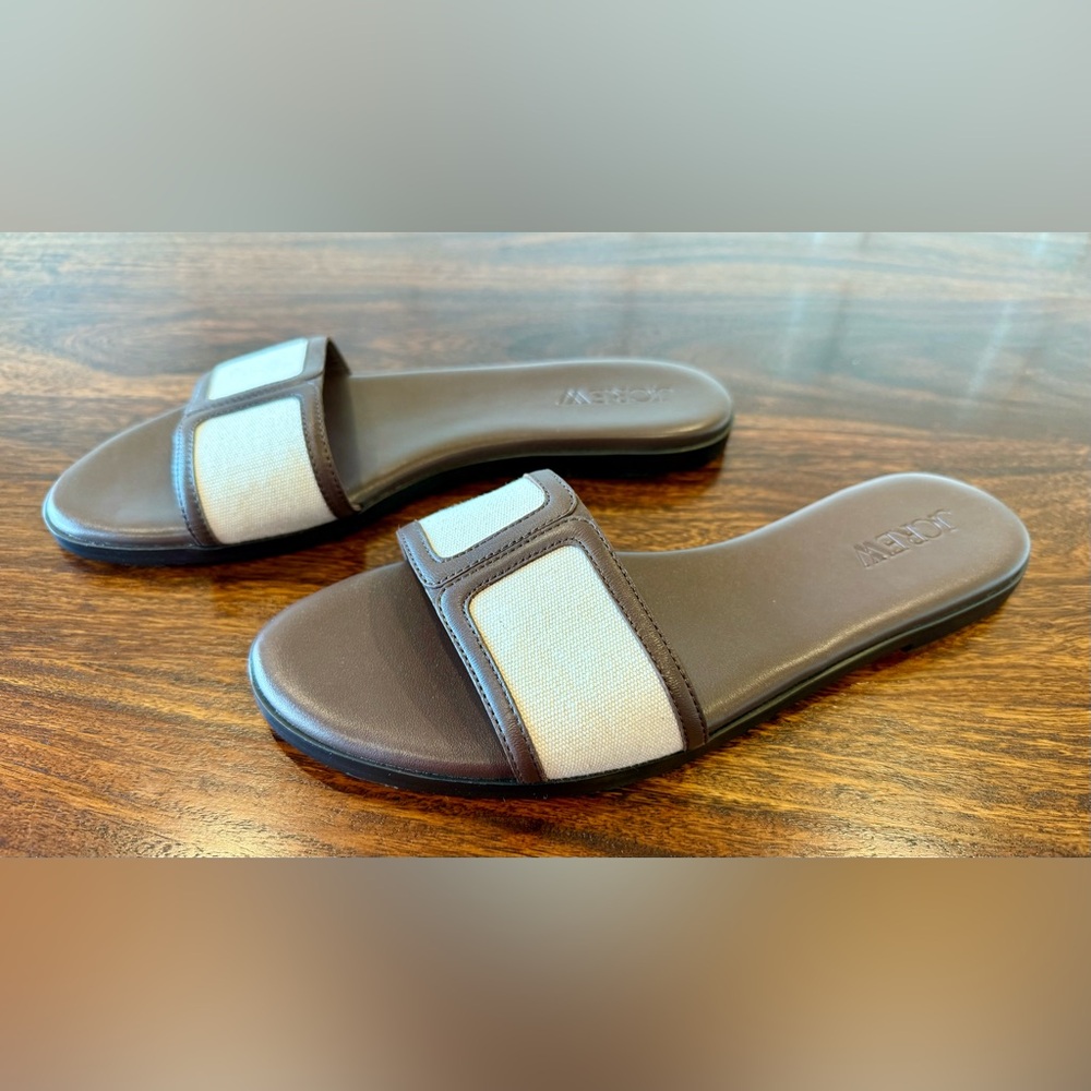 JCrew Georgina Sandal Brown and Cream Slide size 10